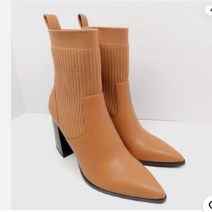 Open Edit Women's Tan Ankle Sock Booties